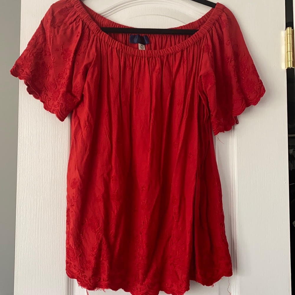 Red Off the Shoulder Blouse